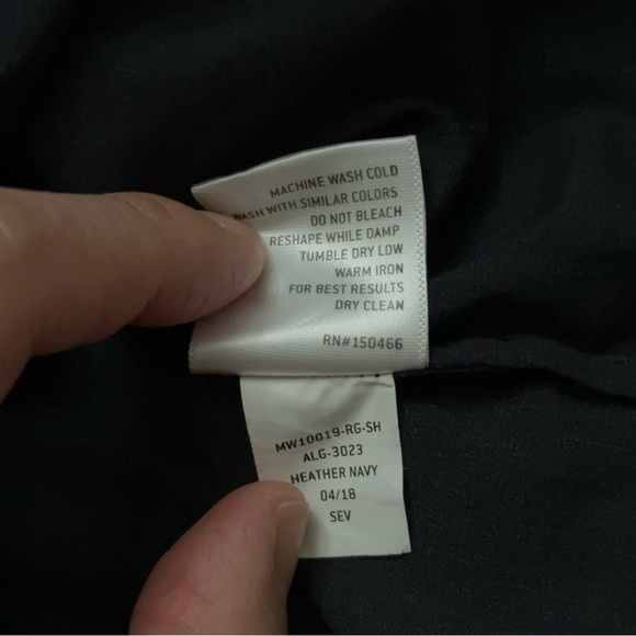 01.Algo Shirt Mens XL Short Regular Fit Long Sleeve Button Stretch Heather Navy - Picture 6 of 7